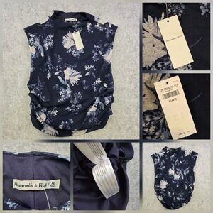 Abercrombie & Fitch Navy Floral Print Tank Top